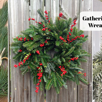 Christmas wreath material: Gather boughs, bows, and other festive accessories